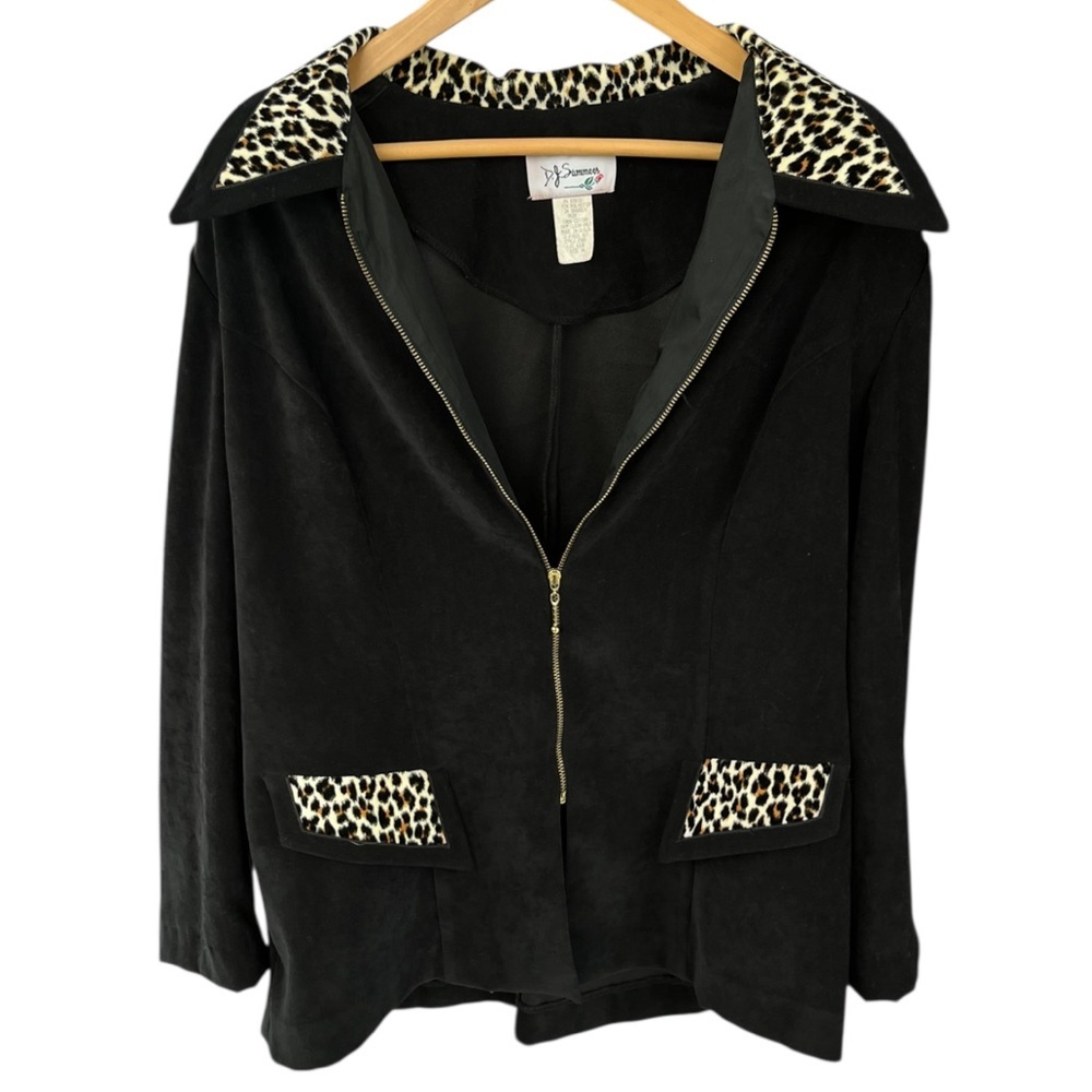 Vintage DJ Summers Black & Cheetah Zip Up Blazer Jacket